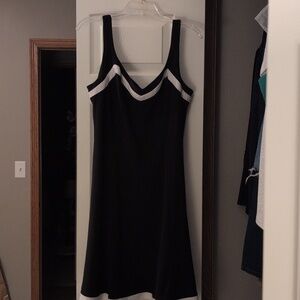 Chaps Black and White V-Neck Tank Dress